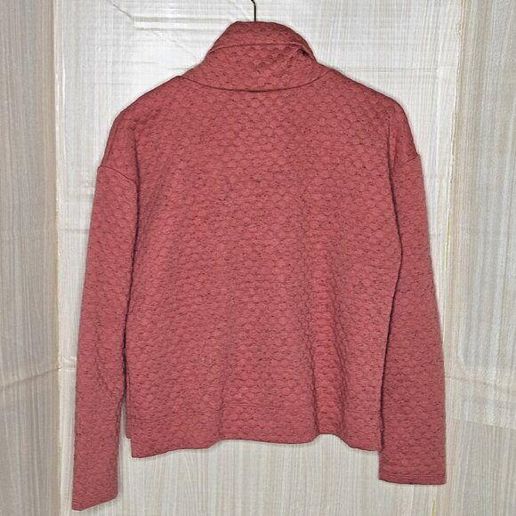 Apana Burnt Orange Quilted Relaxed Turtleneck Top Small - Picture 2 of 5
